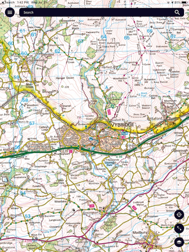 Sample Landranger map for Ivybridge